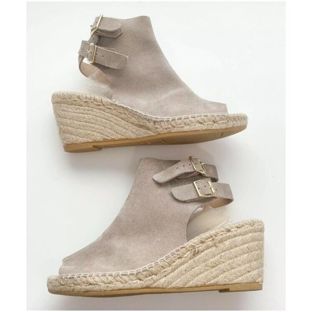 Kanna Suede Open‎ Toe Slingback Wedge Espadrille Sandals – Size 9.5